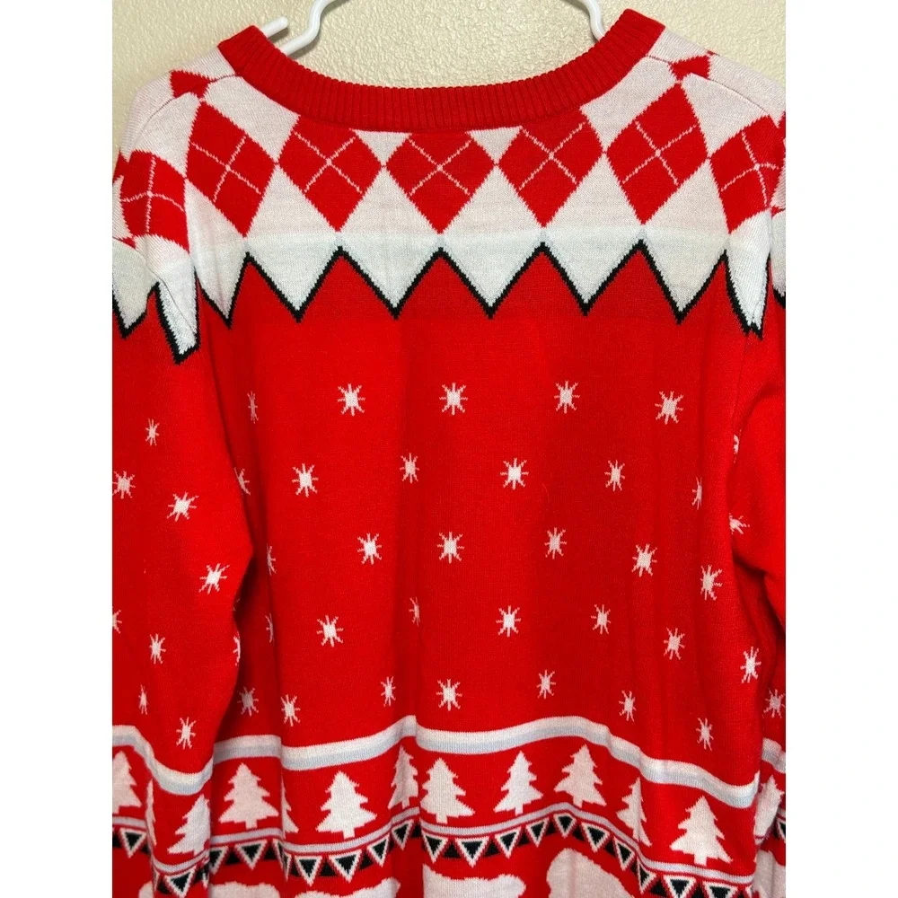 Coca-Cola Mens Polar Bear Ugly Christmas Sweater Red White XXL Holiday Knit